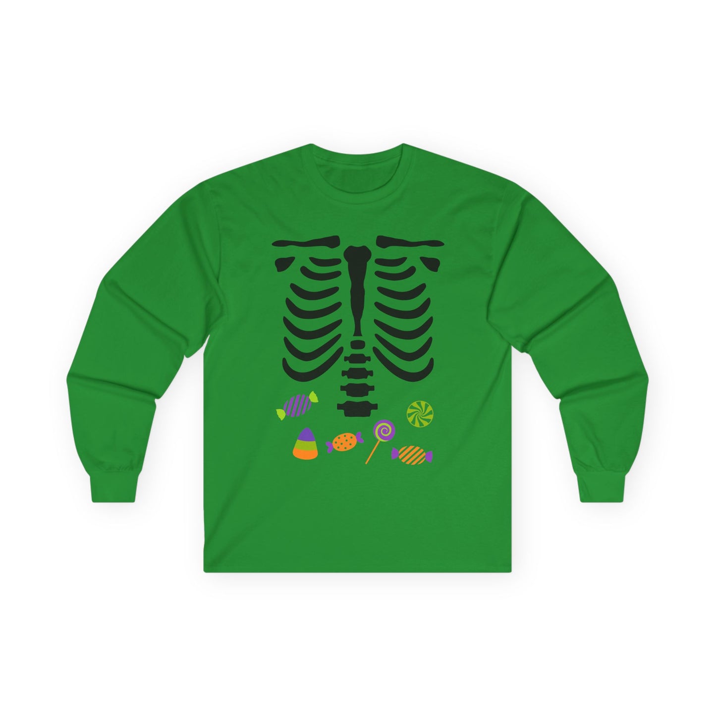 Candy Bones skeleton long sleeve T-Shirt Halloween candy ribs shirt