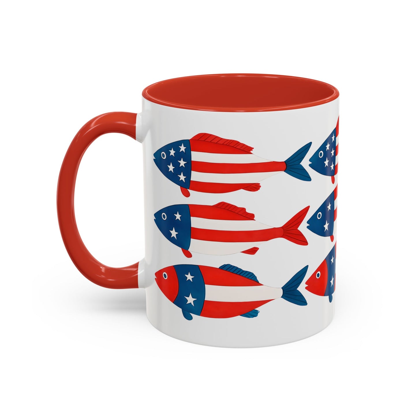 Patriotic Fish Flag Coffee Mug American Flag Accent 11 or 15oz