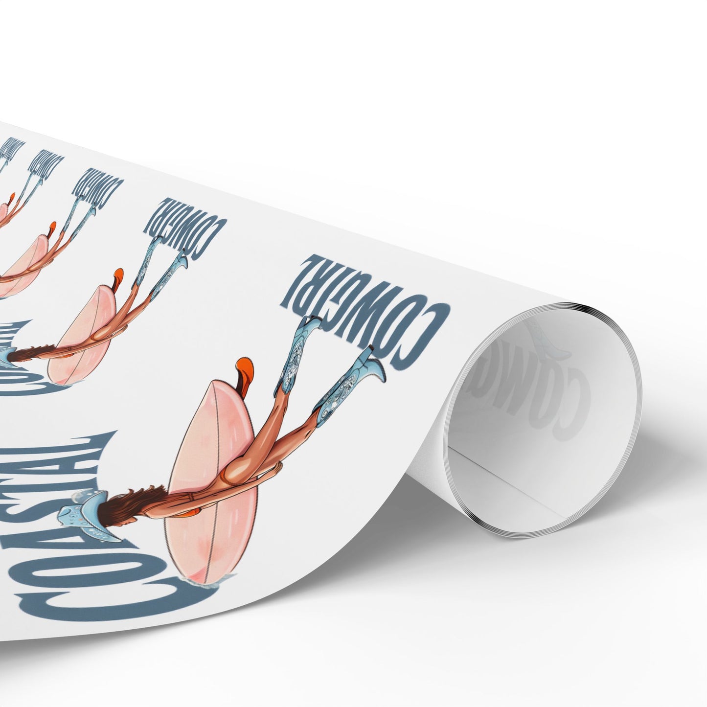 Coastal Cowgirl Patterned Gift Wrapping Paper Beach Girl Surfer Cowgirl