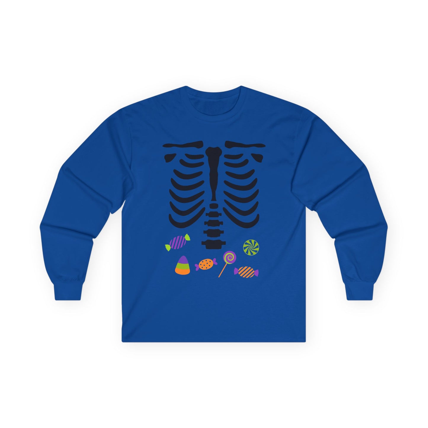 Candy Bones skeleton long sleeve T-Shirt Halloween candy ribs shirt