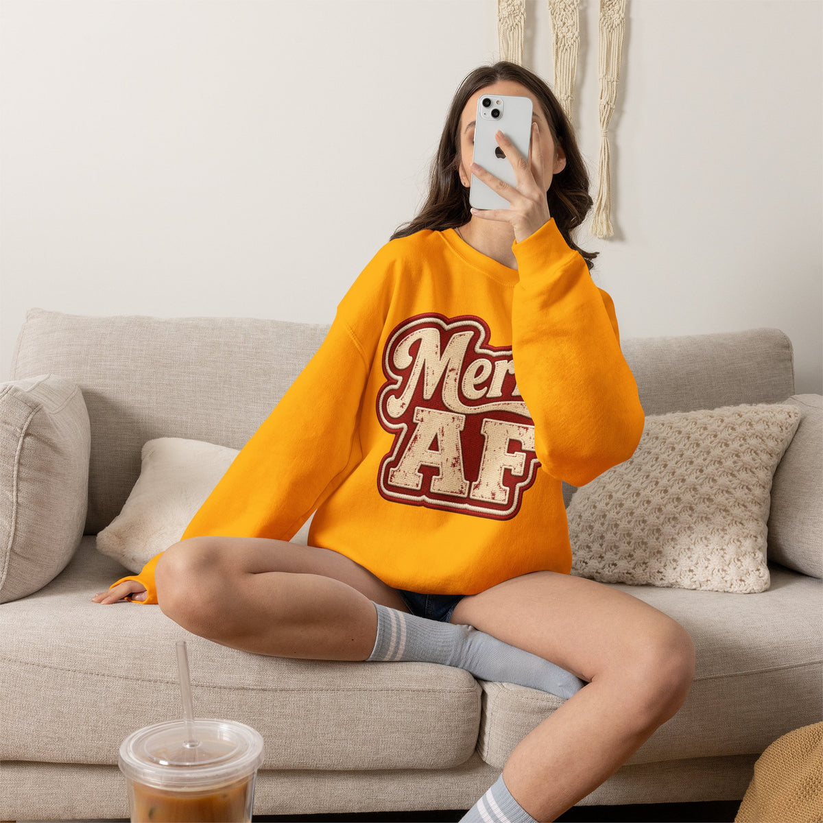Merry AF Sweatshirt – Funny Retro Holiday Crewneck
