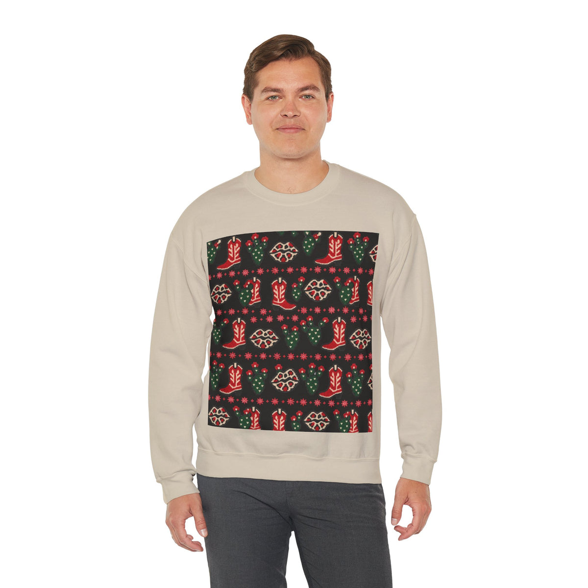 Feaux Ugly Sweater Western Christmas Sweatshirt