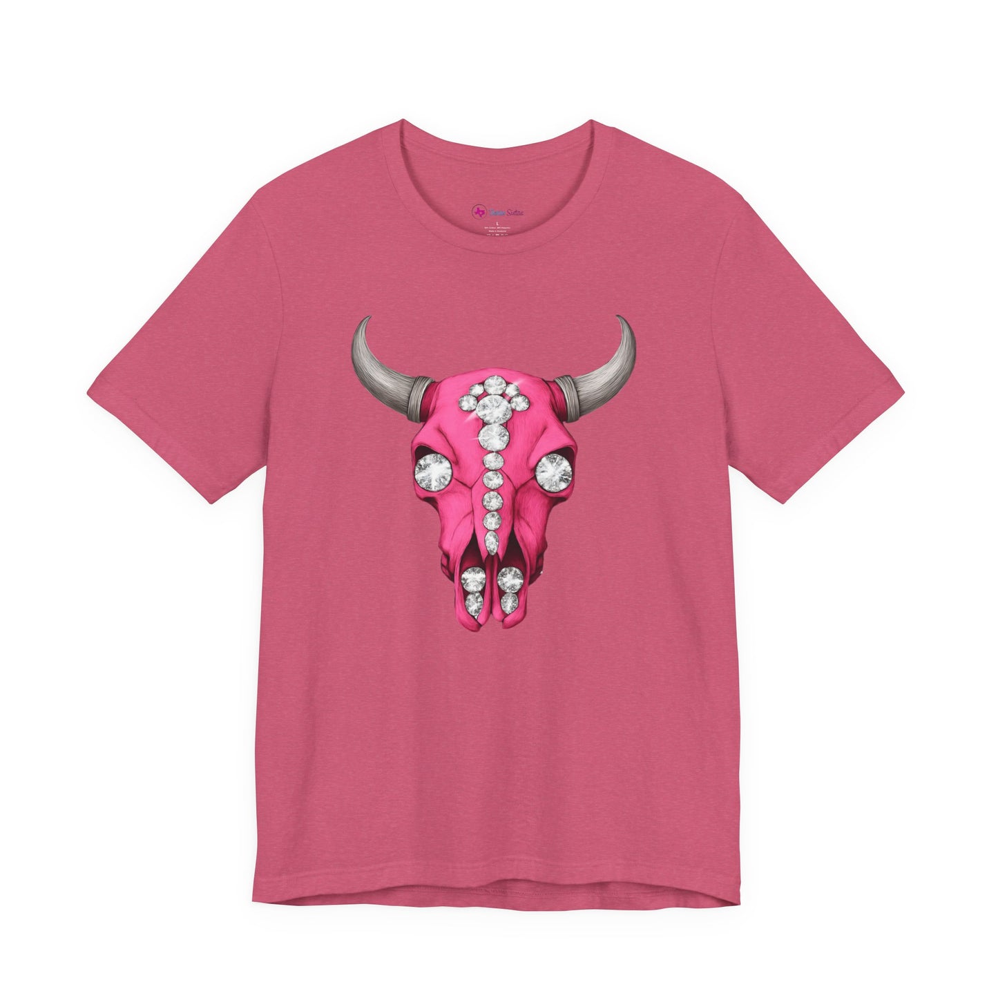 Pink Jeweled Bull Skull Tee – Western Cowgirl Graphic T-Shirt