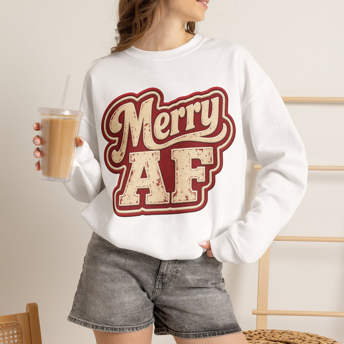 Merry AF Sweatshirt – Funny Retro Holiday Crewneck