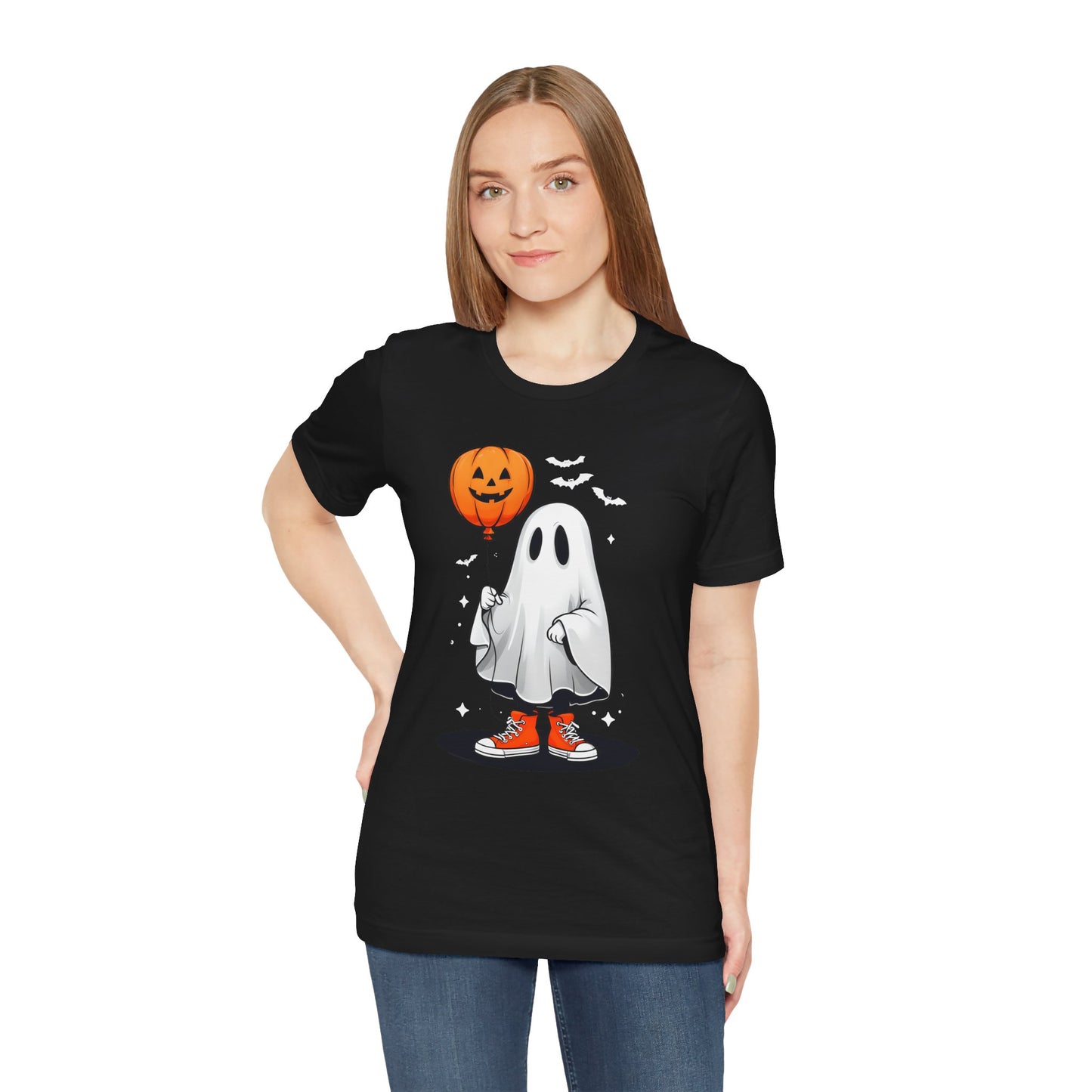 Ghost Tee with Orange Hightops and Pumpkin Balloon