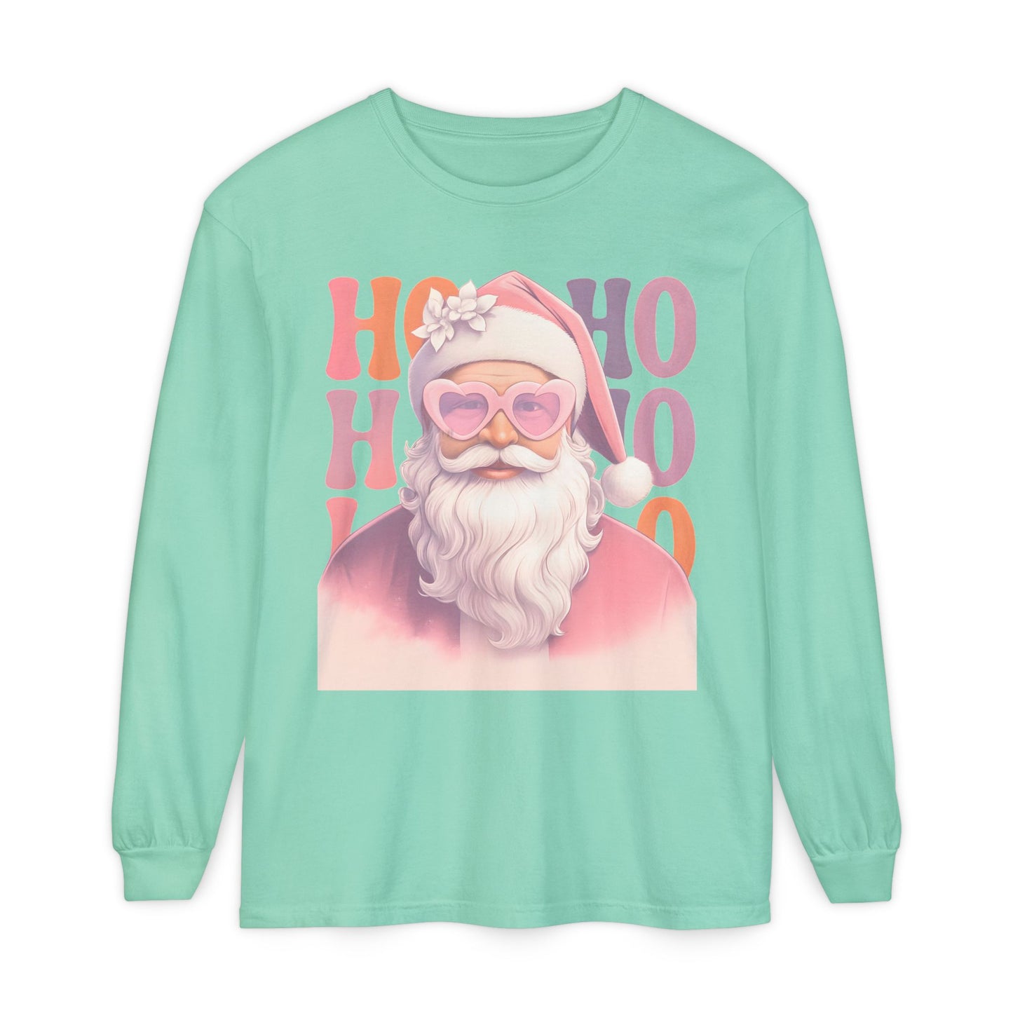 Christmas Santa HO HO HO Long Sleeve T-Shirt - Lots of Color Choices