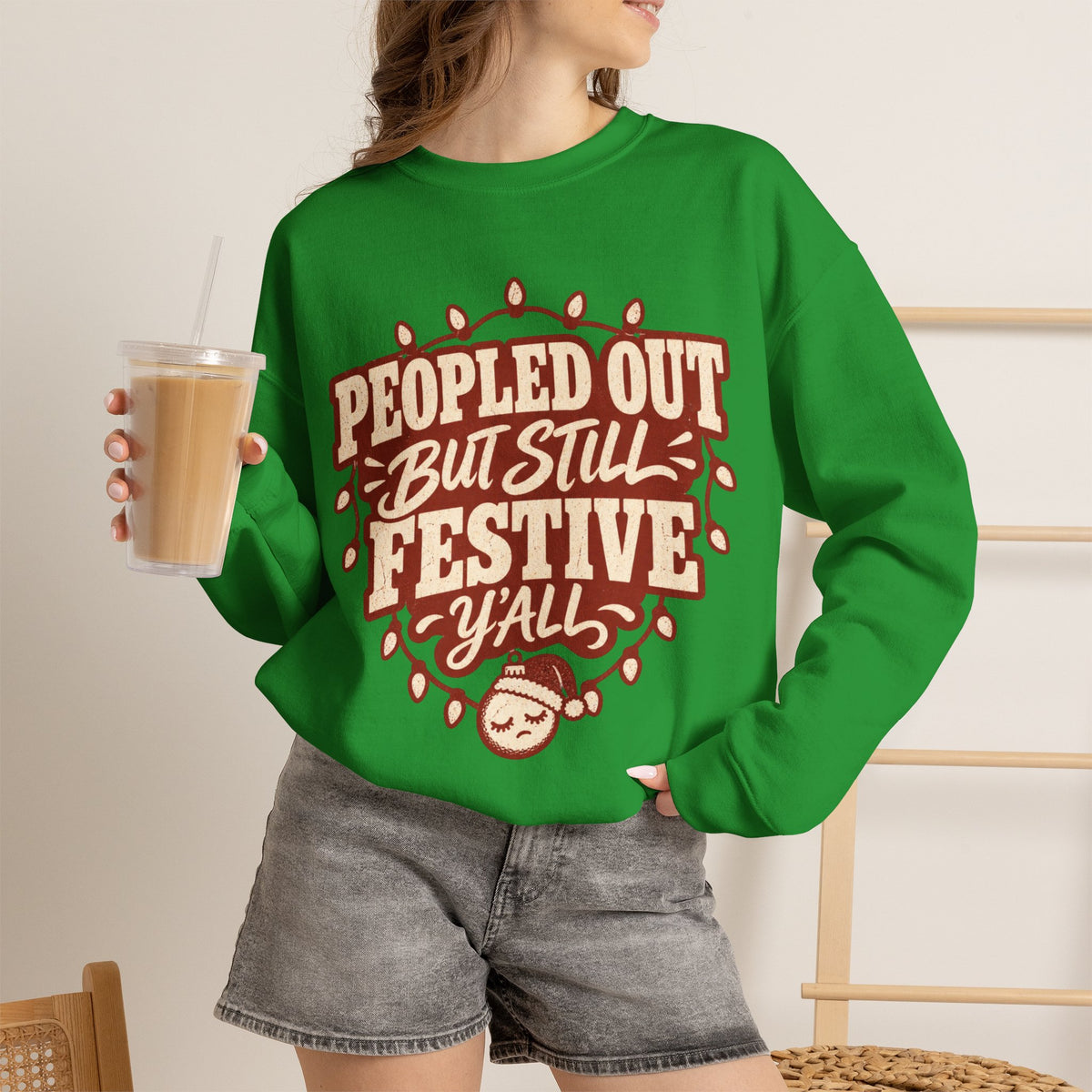 Peopled Out But Still Festive Y'all Christmas Sweatshirt