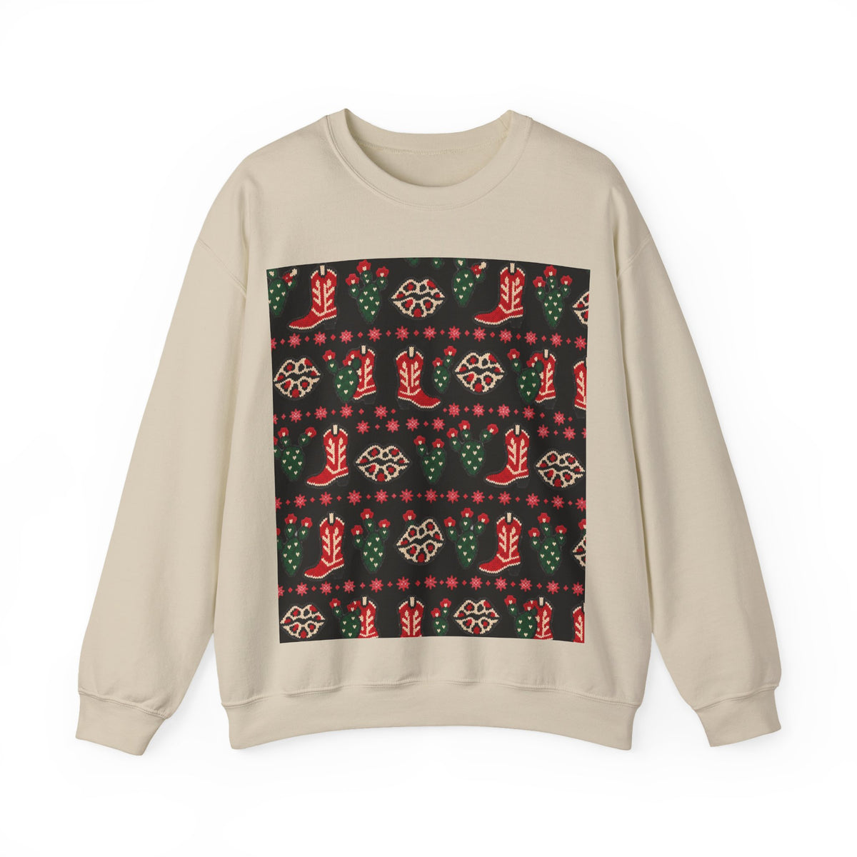 Feaux Ugly Sweater Western Christmas Sweatshirt