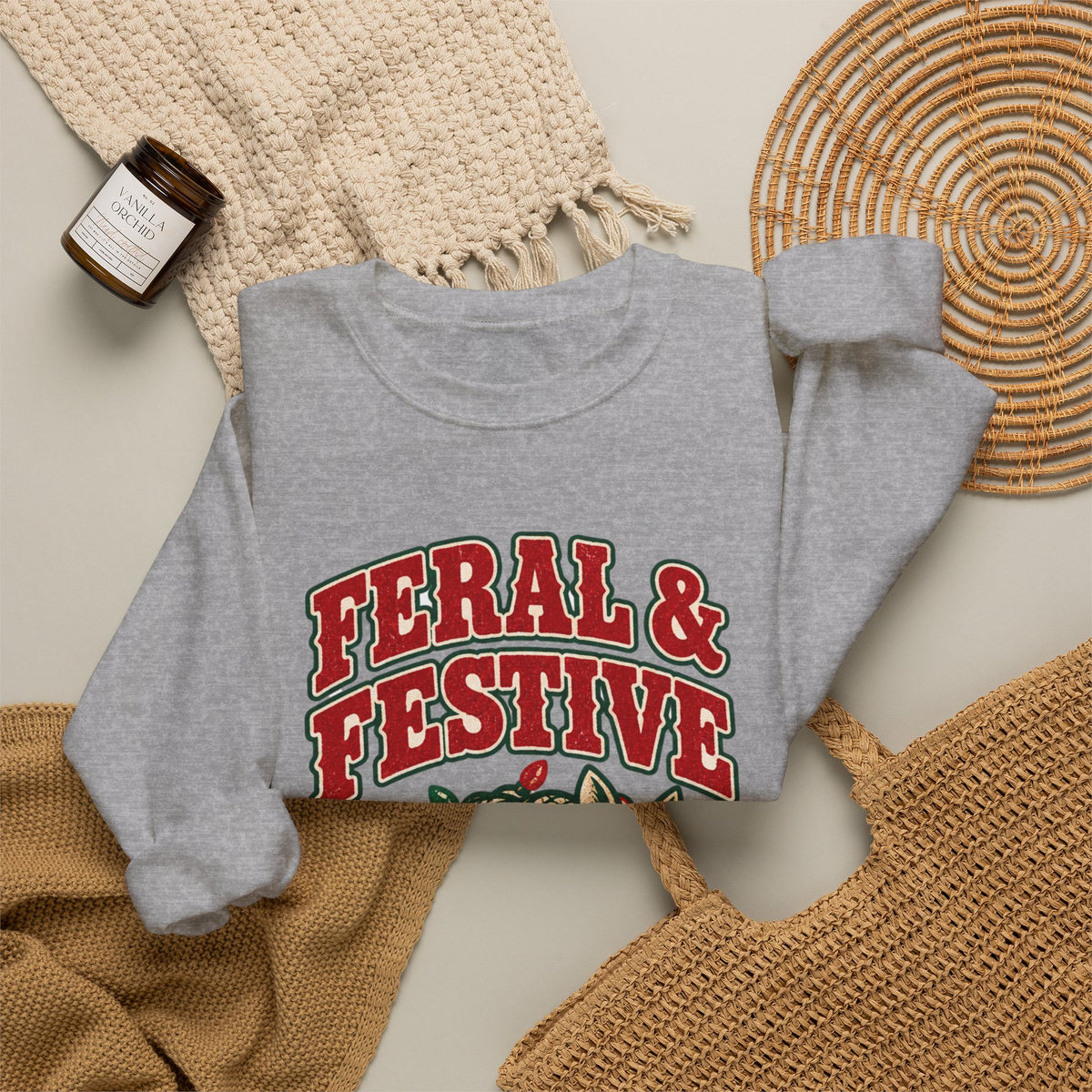 Feral & Festive Texas Edition Christmas Sweatshirt, Funny Armadillo Holiday Crewneck