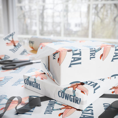 Coastal Cowgirl Patterned Gift Wrapping Paper Beach Girl Surfer Cowgirl