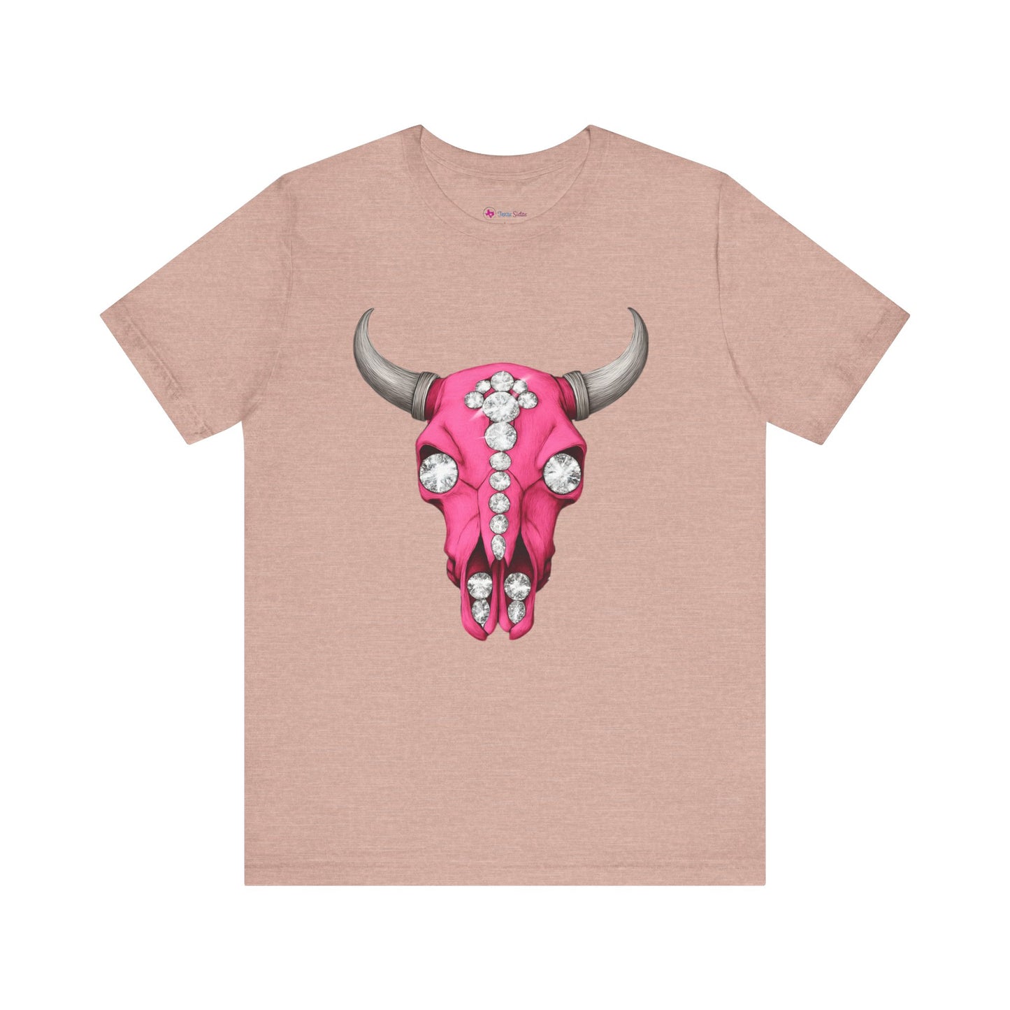 Cow Skull Tee — Pink Jeweled Bull Skull Graphic T-Shirt