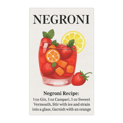 Negroni Recipe Tea Towels - Stylish Cotton Kitchen Towels for Cocktail Lovers