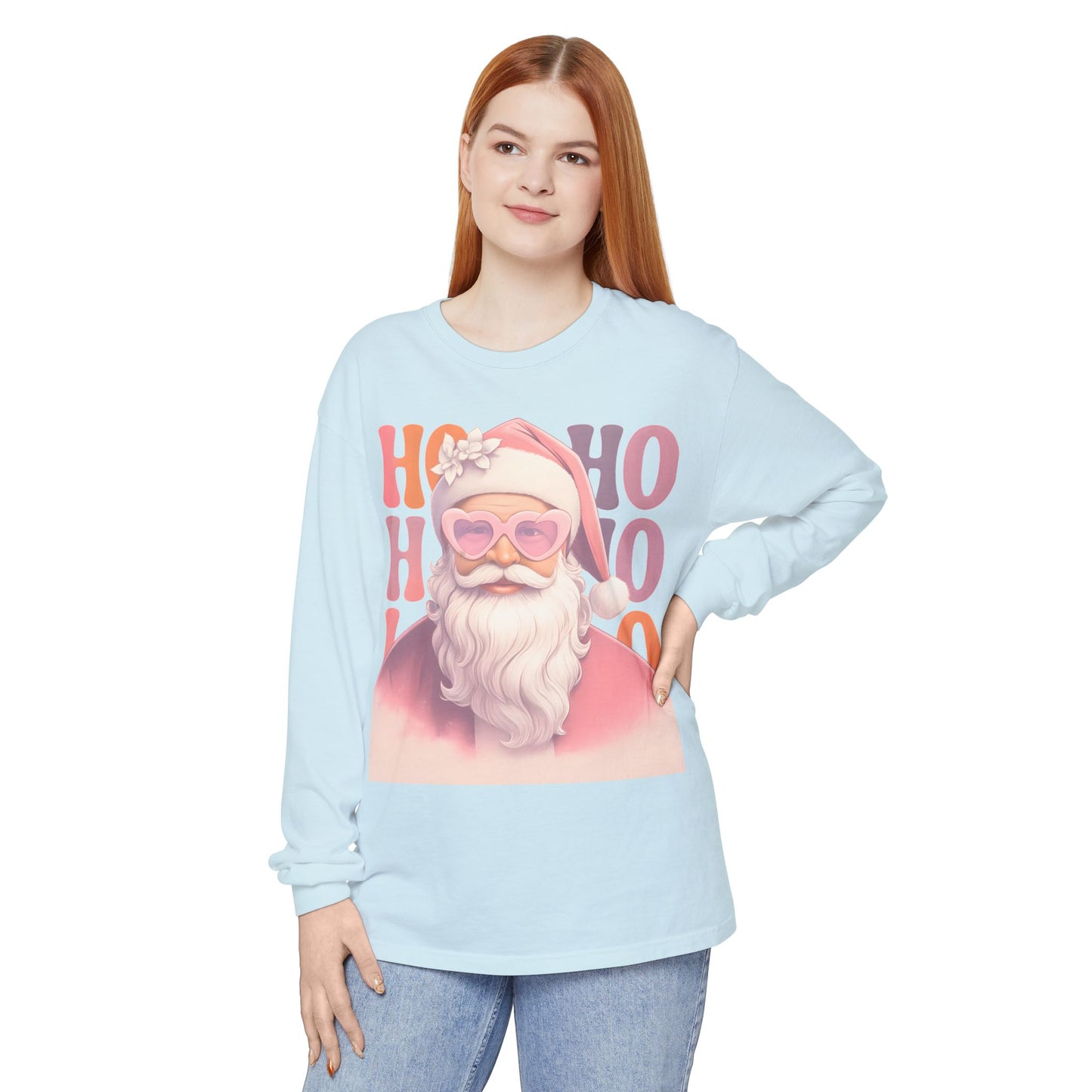 Christmas Santa HO HO HO Long Sleeve T-Shirt - Lots of Color Choices