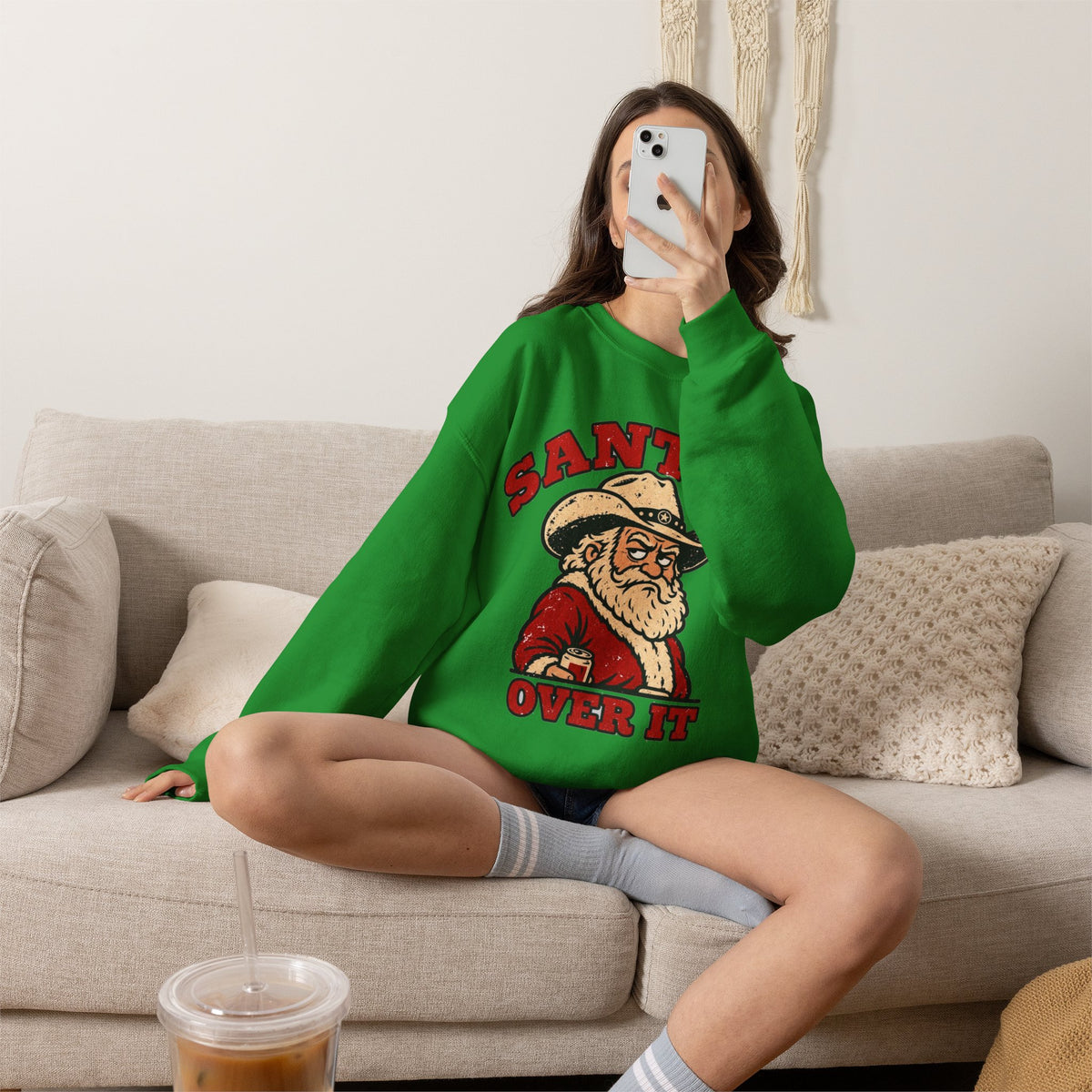 Santa's Over It Cowboy Santa Christmas Sweatshirt