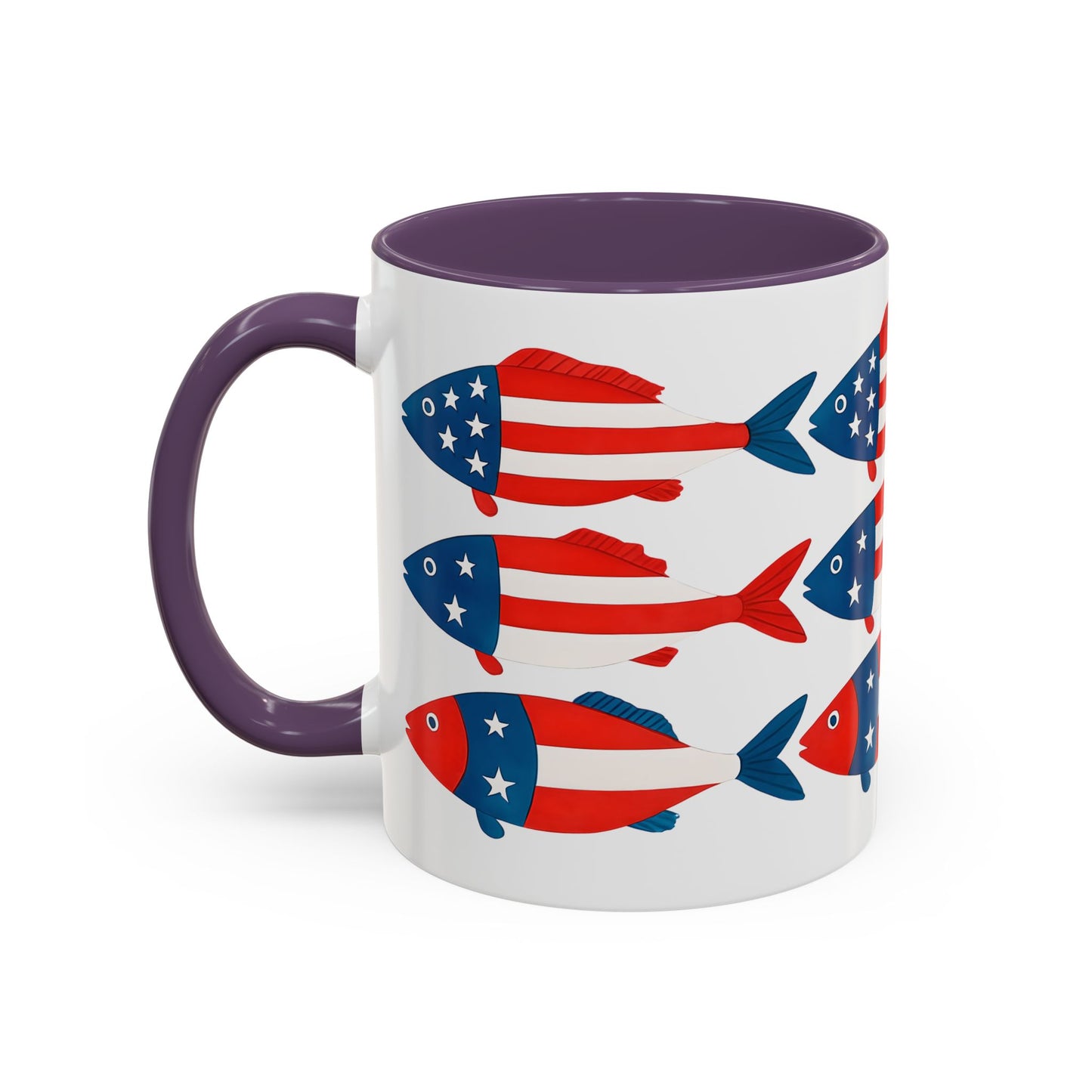 Patriotic Fish Flag Coffee Mug American Flag Accent 11 or 15oz