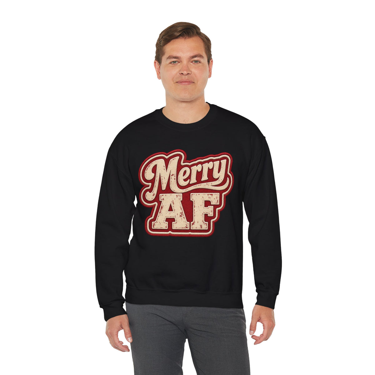 Merry AF Sweatshirt – Funny Retro Holiday Crewneck