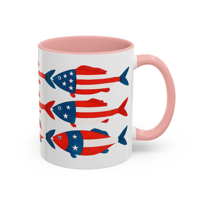 Patriotic Fish Flag Coffee Mug American Flag Accent 11 or 15oz