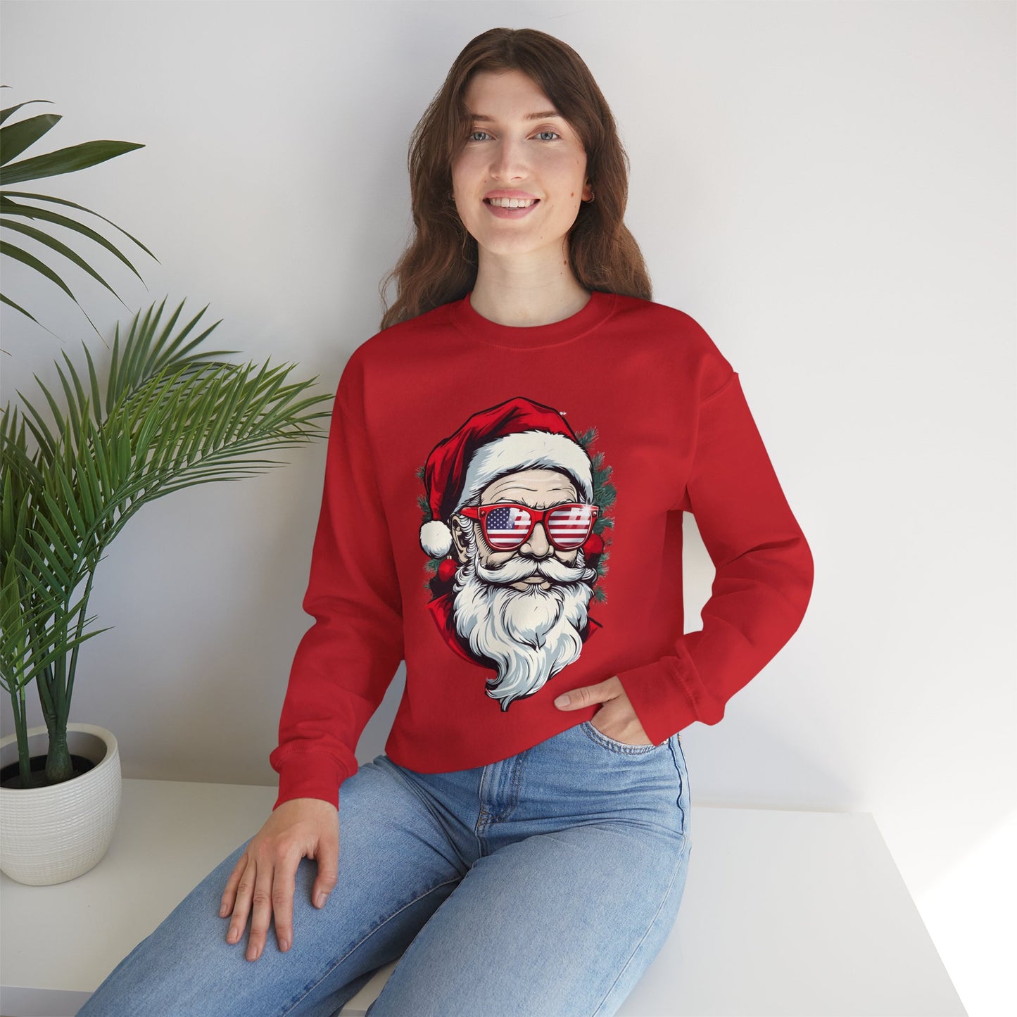 Christmas Santa Sweatshirt with USA Shades