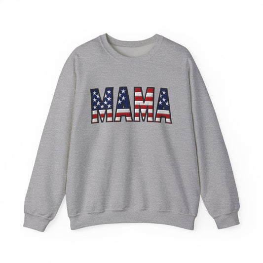 USA Flag Mama Patriotic Crewneck Sweatshirt
