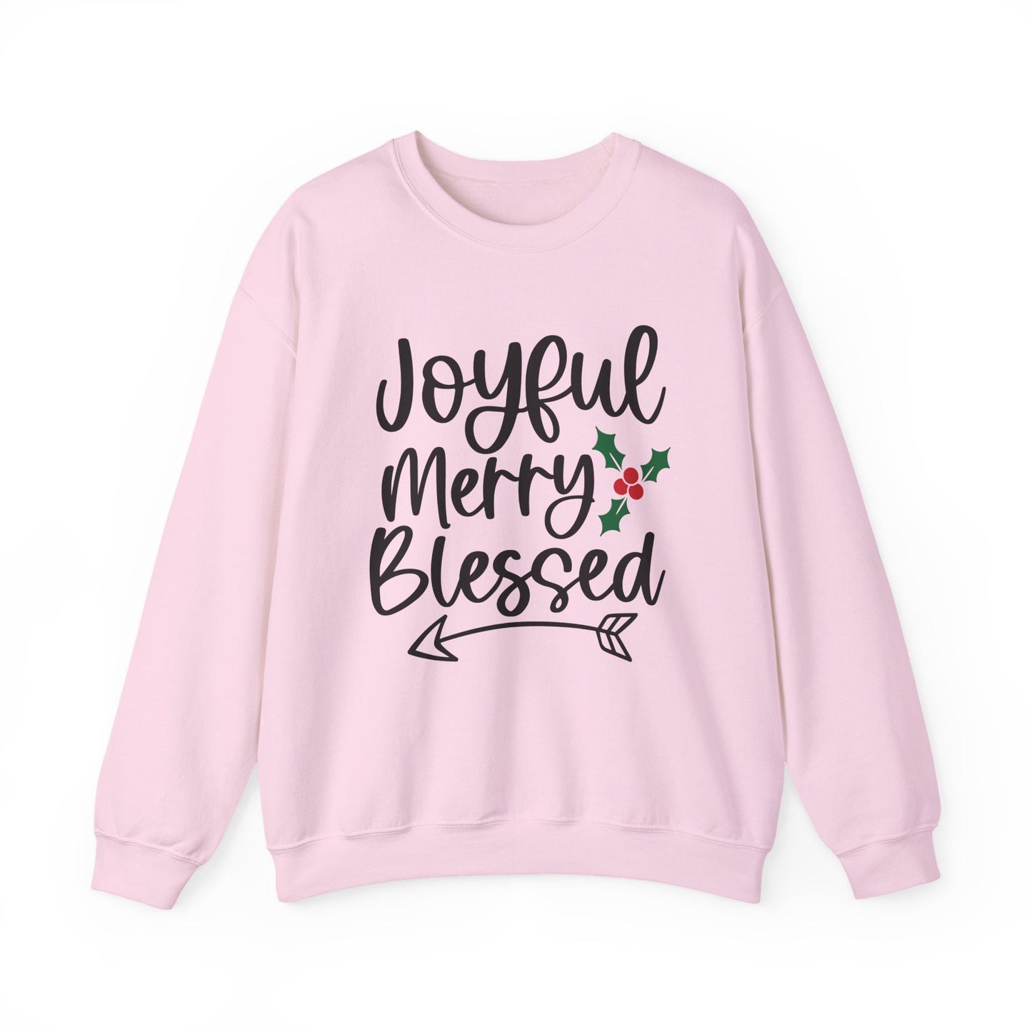 Christmas Sweatshirt - "Joyful Merry Blessed" Cozy Holiday Crewneck