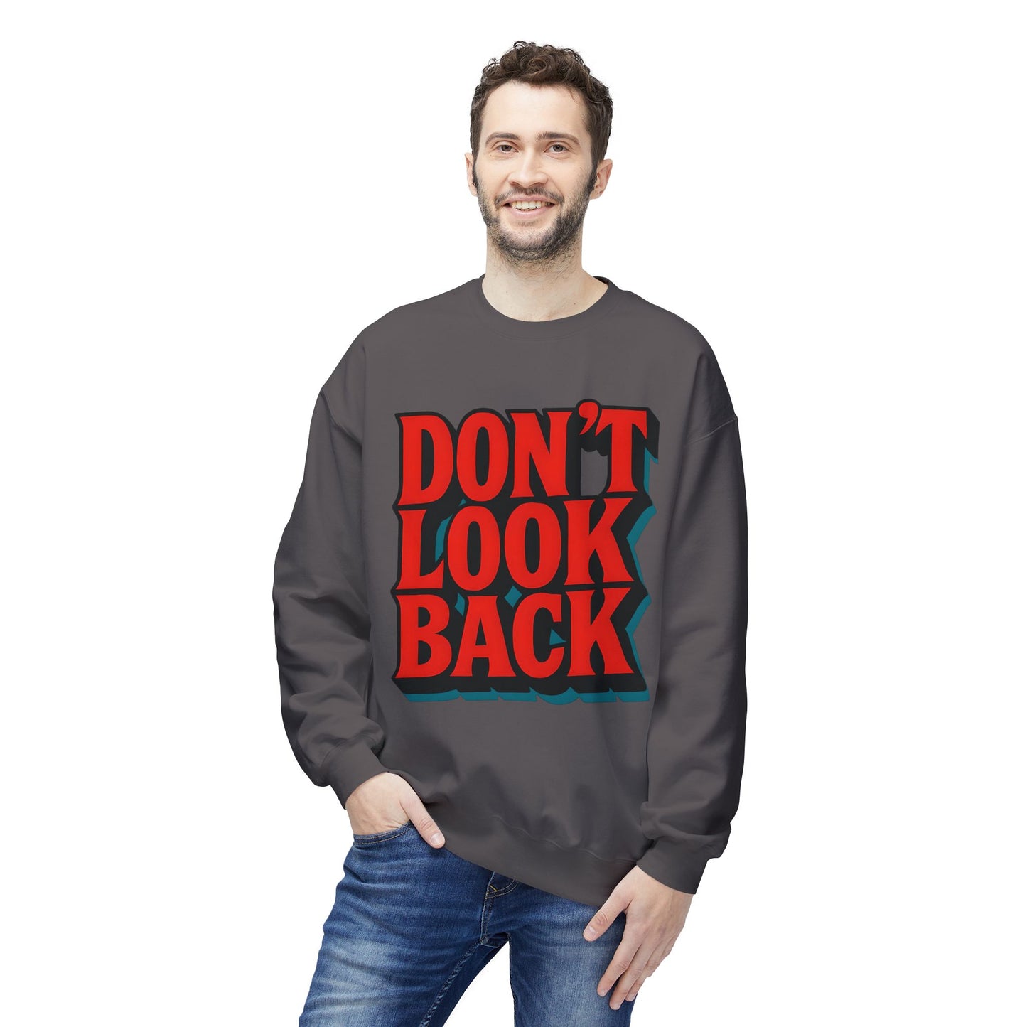 Softstyle Sweatshirt Don't Look Back - Comfortable and Stylish Fleece Crewneck for Adults
