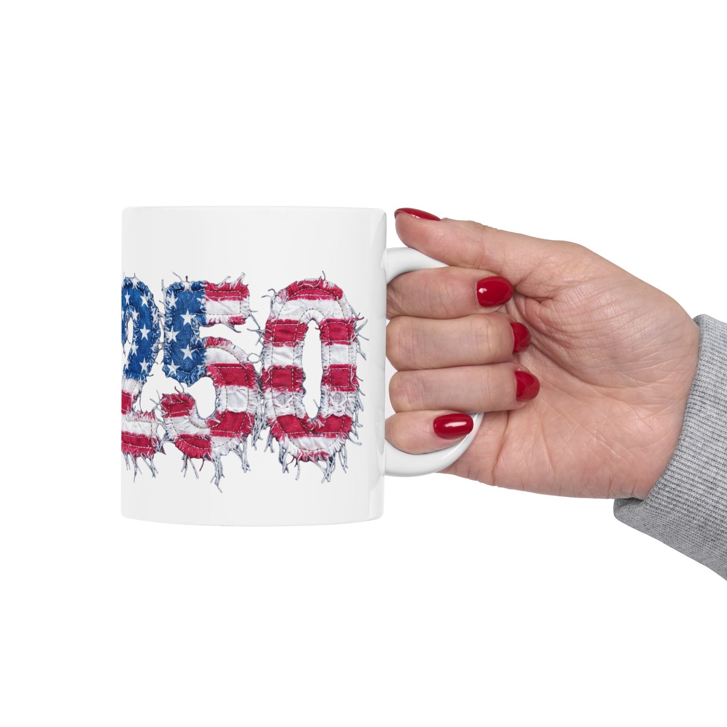 USA 2024 Flag Distressed Ceramic Mug — Patriotic Election Coffee Cup (11oz/15oz)