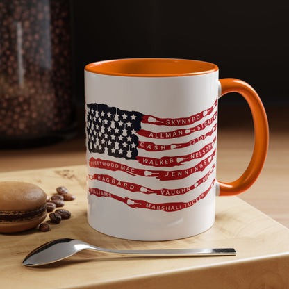 OG Southern Rock Bands & Country Greats USA Flag  Mug  11 or 15oz Coffee Cup