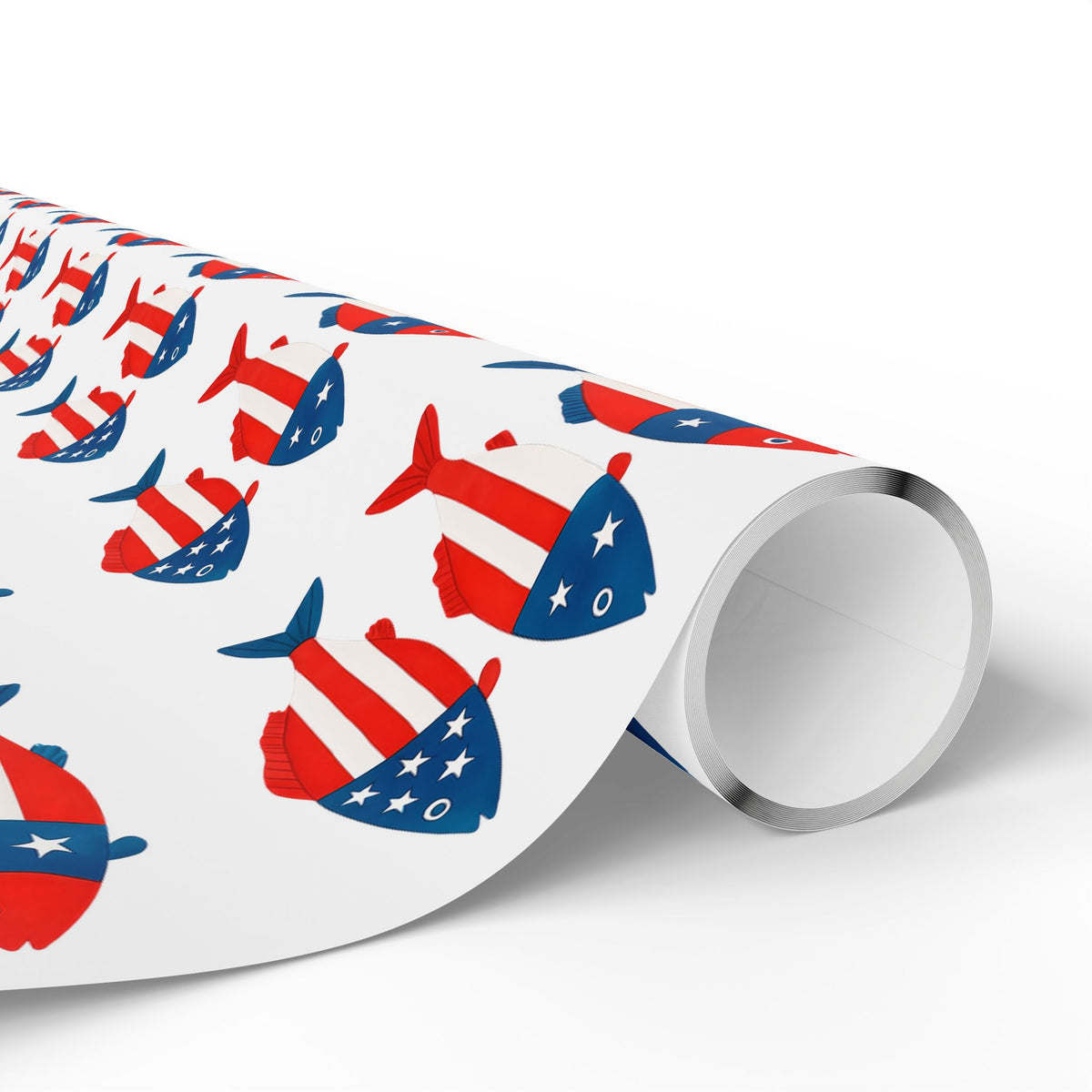 Patriotic Fish Wrapping Paper Roll - Christmas Holidays Anytime Fishing