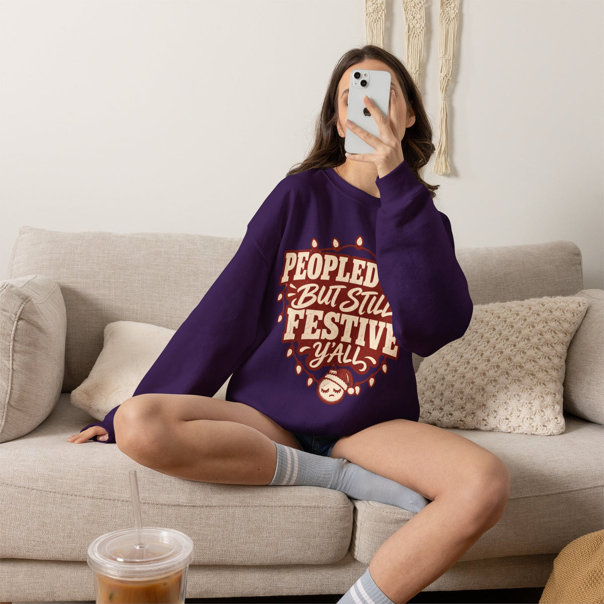 Peopled Out But Still Festive Y'all Christmas Sweatshirt