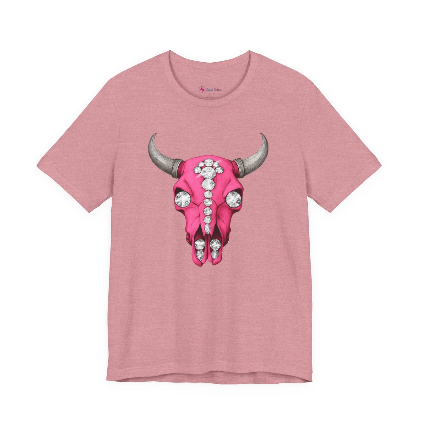 Pink Jeweled Bull Skull Tee – Western Cowgirl Graphic T-Shirt