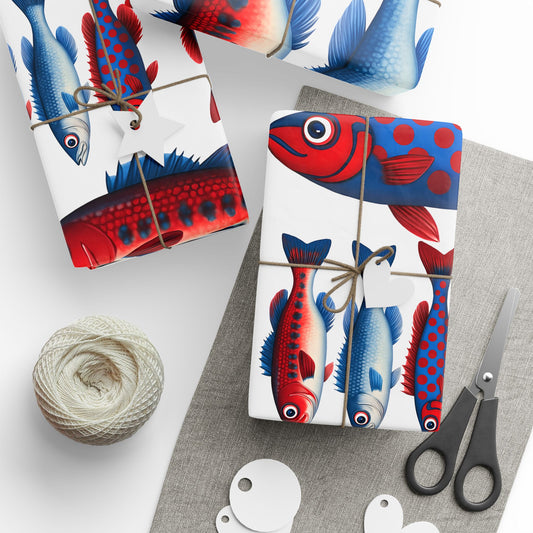 Colorful Fish Wrapping Paper, Festive Gift Wrap for Birthdays, Holidays, Parties, Eco-Friendly, Unique Design