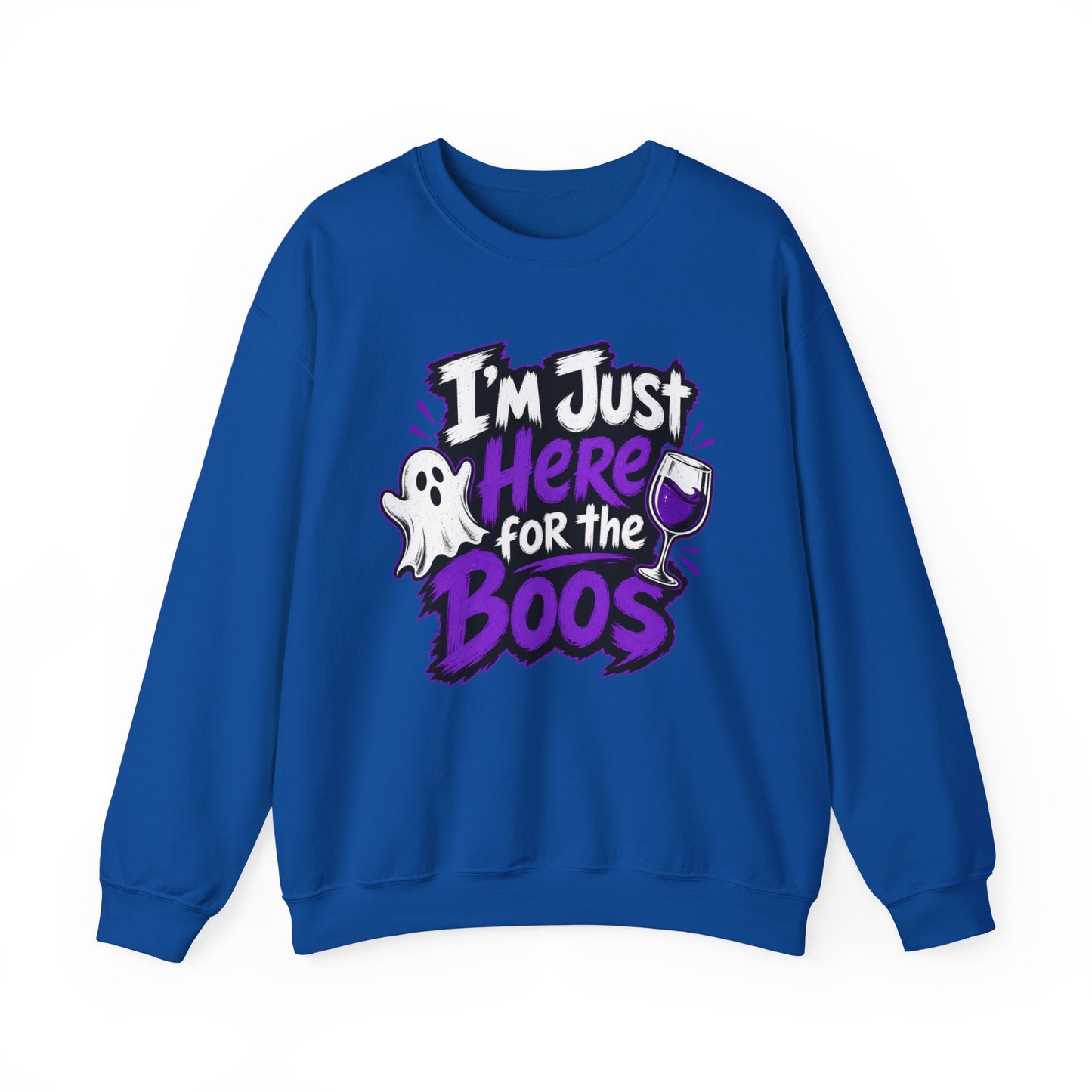 I'm Just Here for the Boos Halloween Sweatshirt — Ghost & Wine Graphic Crewneck