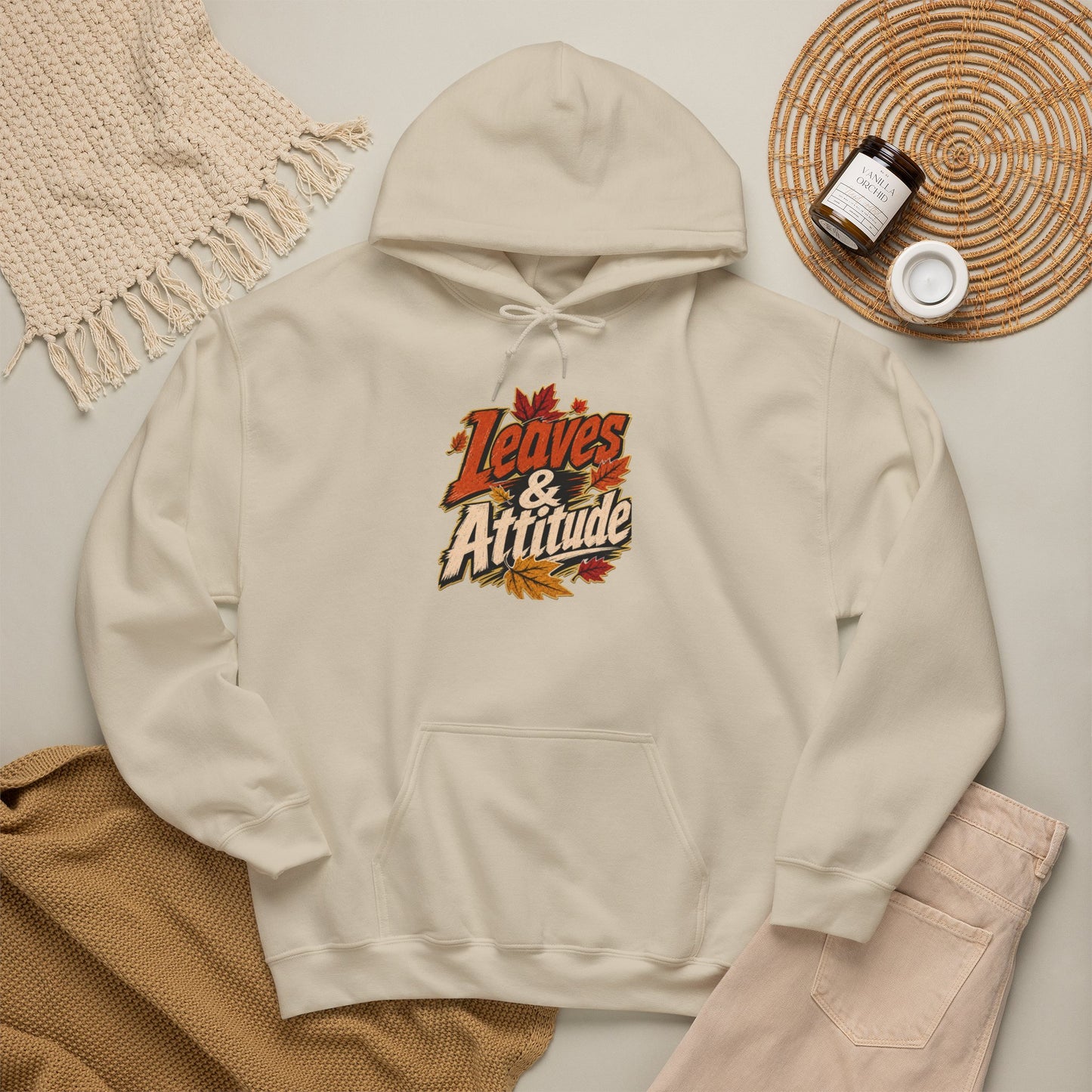 Leaves & Attitude Hoodie — Fall Graphic Pullover