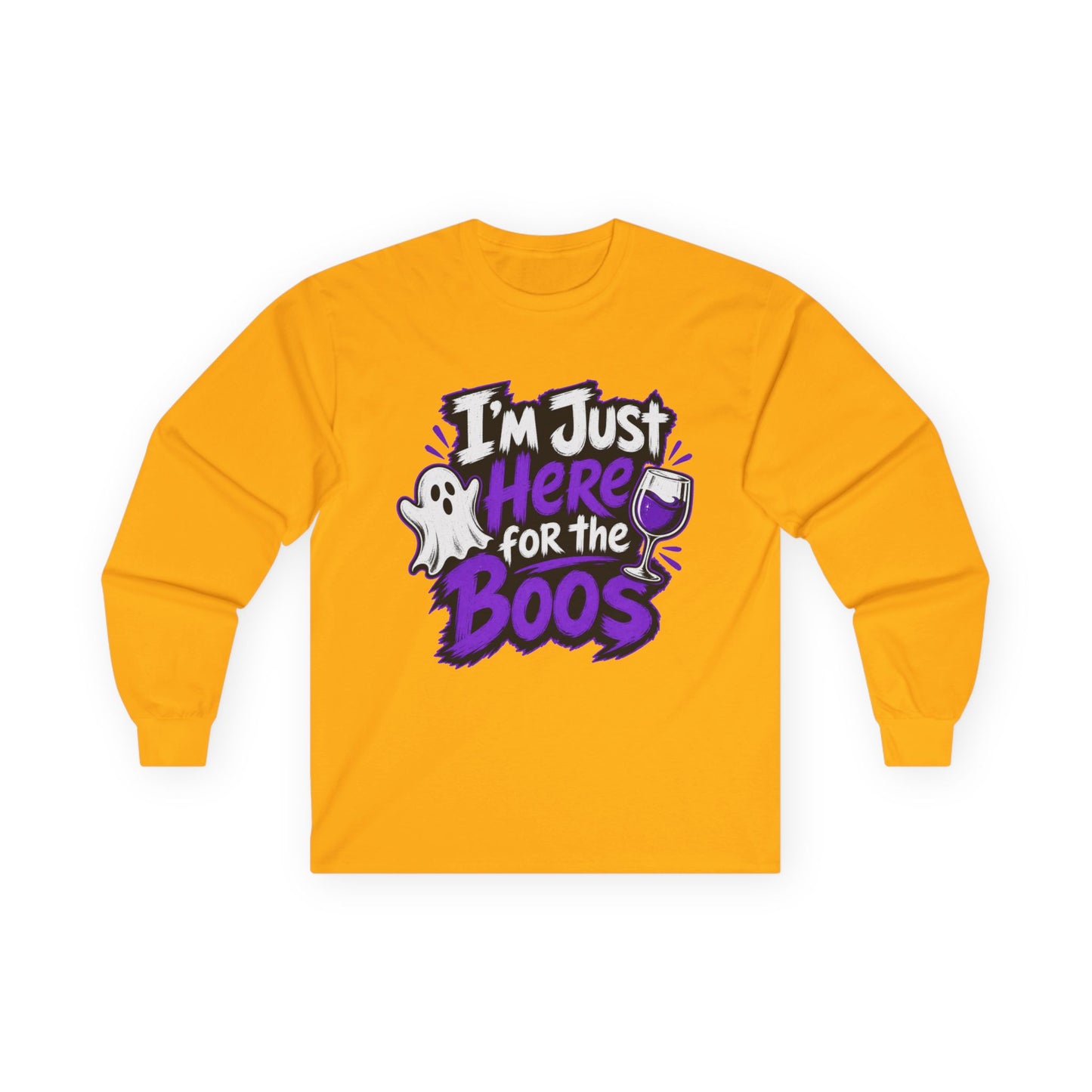 I'm Just Here for the Boos Halloween T-Shirt Ghosts & Cocktails Long Sleeve
