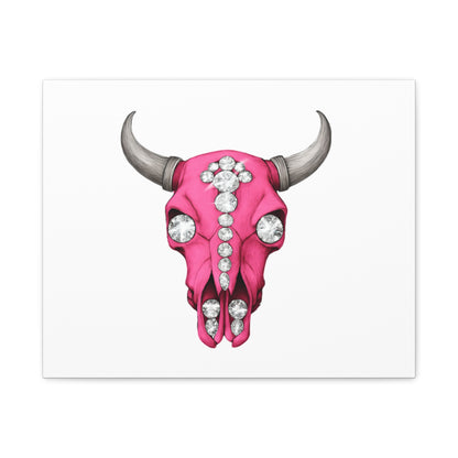 Pink Jeweled Bull Skull Canvas Art — Glam Western Wall Decor
