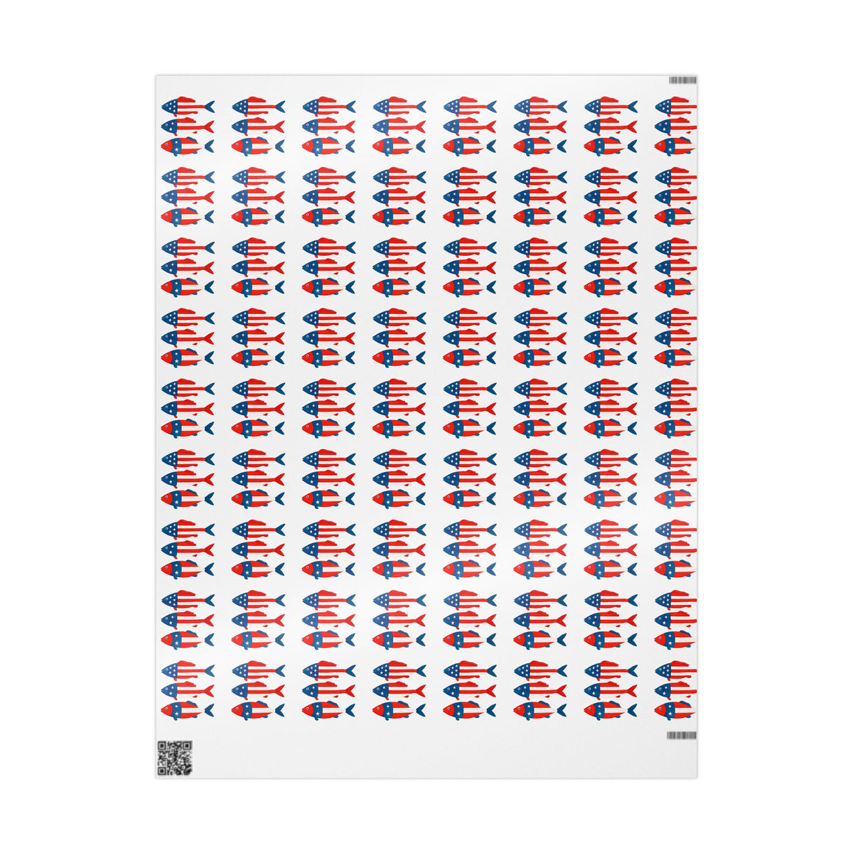 Patriotic Fish Wrapping Paper Roll - Christmas Holidays Anytime Fishing