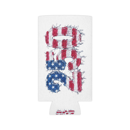 Patriotic USA Flag 250th Can Cooler - Reg or Slim Beer Koozie for 4th of July