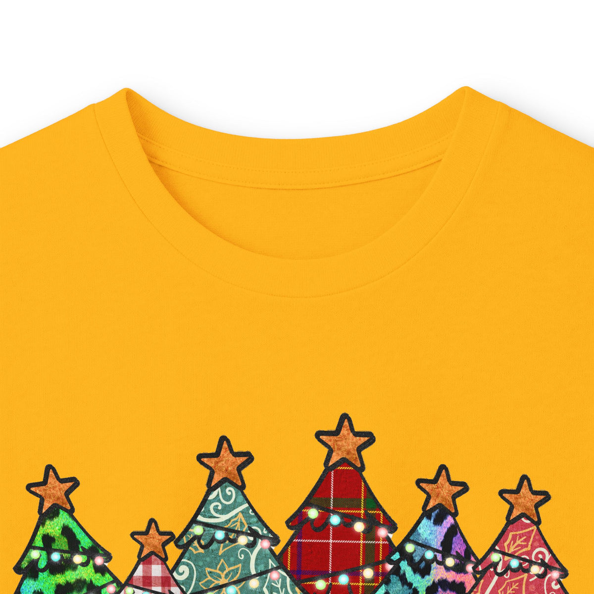 Colorful Plaid Christmas Trees T-Shirt Long Sleeve