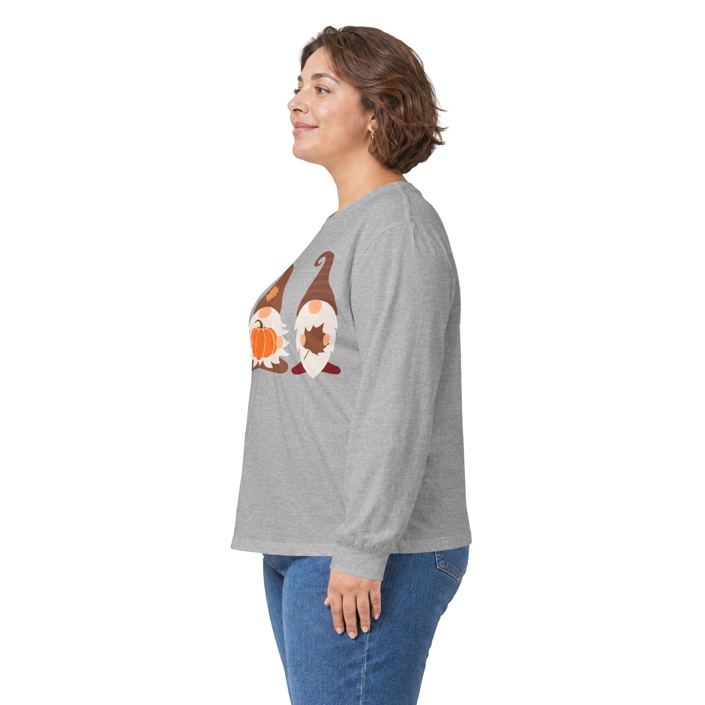 Fall Gnomes Trio Long Sleeve T-Shirt — Fall Pumpkin Gnomes Shirt