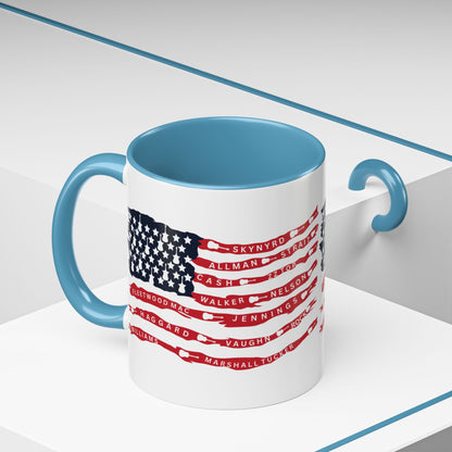 OG Southern Rock Bands & Country Greats USA Flag  Mug  11 or 15oz Coffee Cup