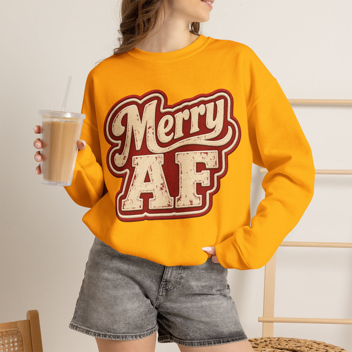 Merry AF Sweatshirt – Funny Retro Holiday Crewneck