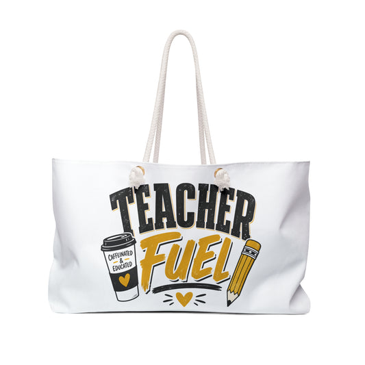 Teacher Fuel Weekender Bag — Coffee & Pencil Travel Tote for Educators