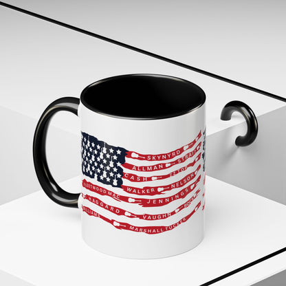 OG Southern Rock Bands & Country Greats USA Flag  Mug  11 or 15oz Coffee Cup