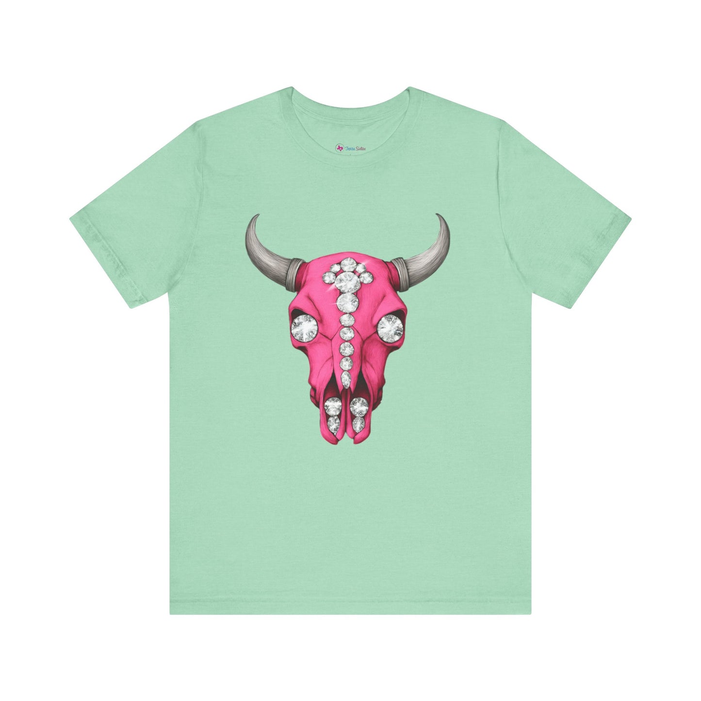 Cow Skull Tee — Pink Jeweled Bull Skull Graphic T-Shirt