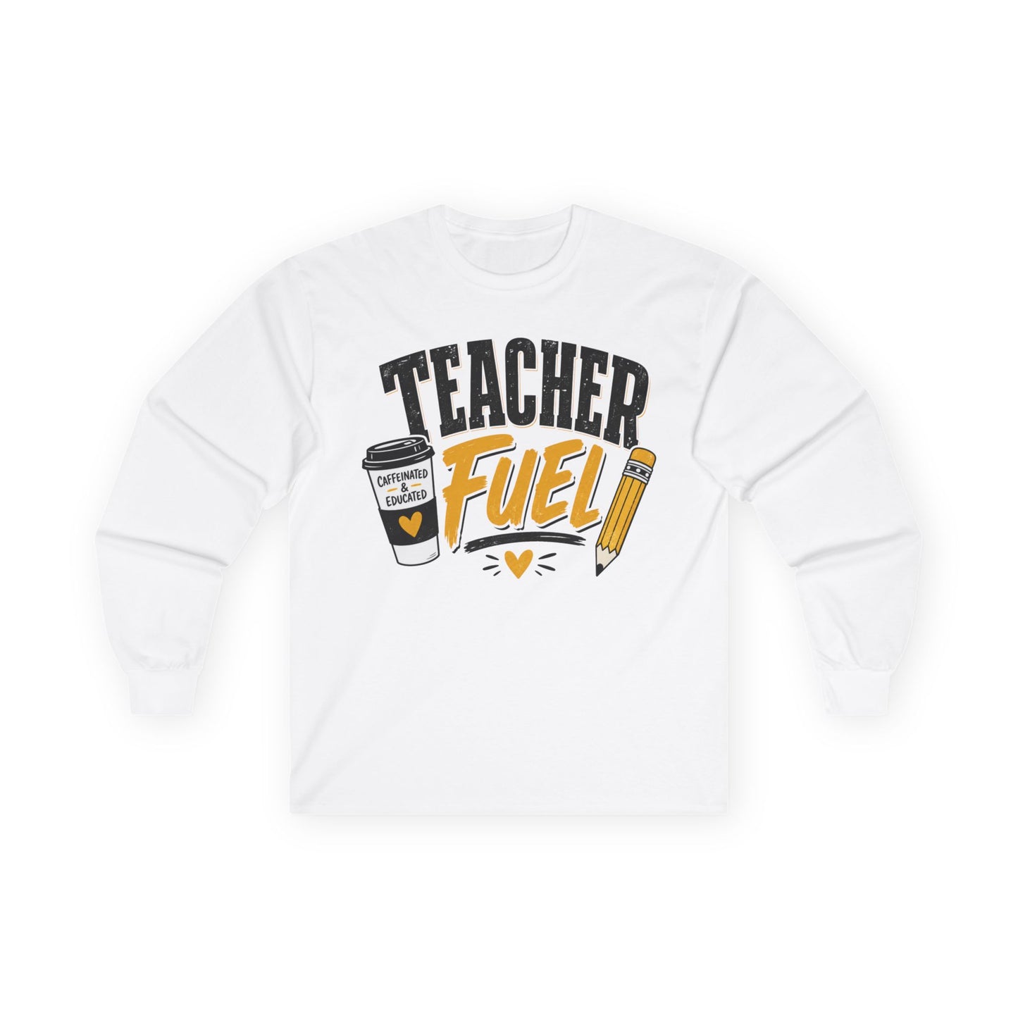 Teacher Fuel Long Sleeve T- Shirt — Coffee & Pencil Graphic Shirt for Teachers