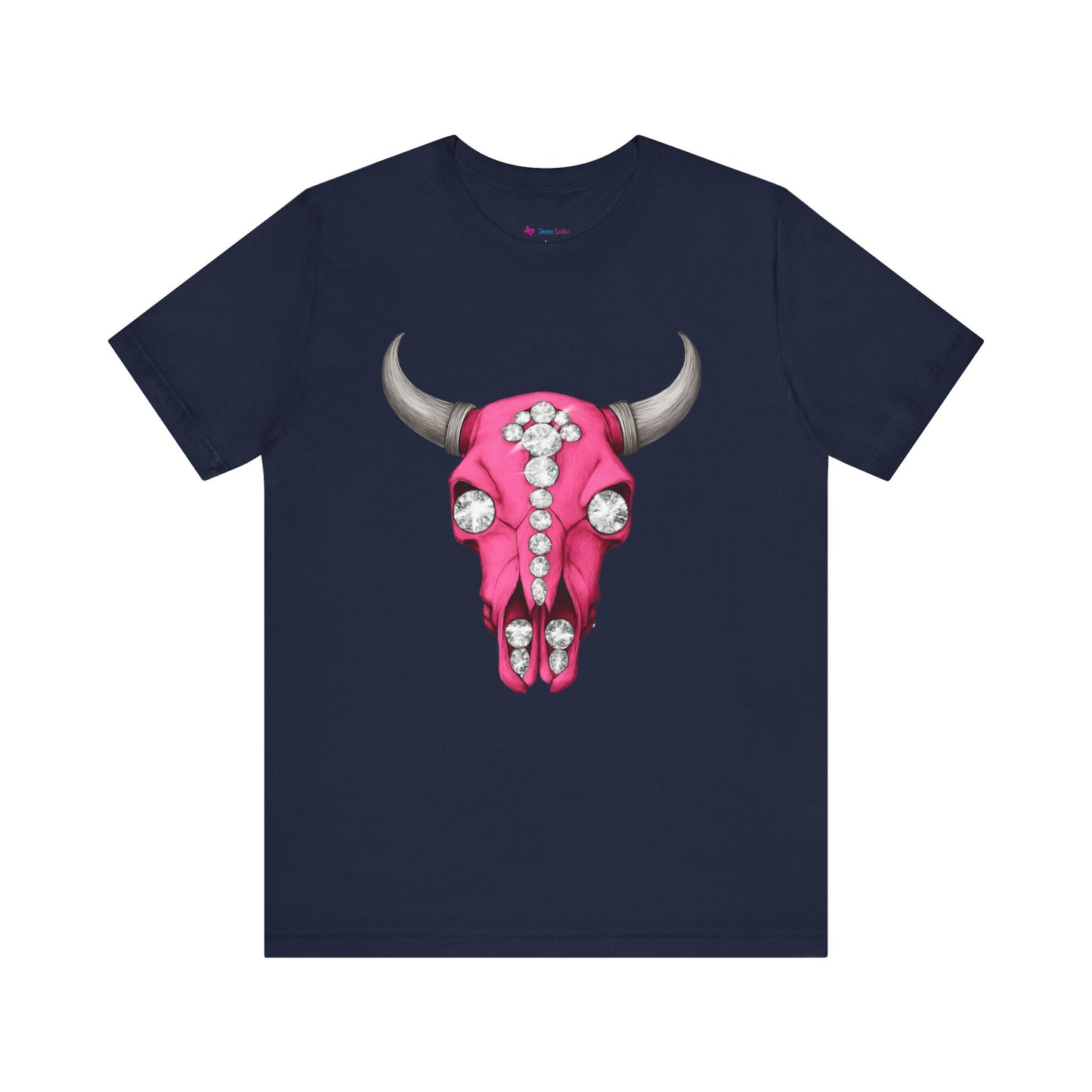 Cow Skull Tee — Pink Jeweled Bull Skull Graphic T-Shirt
