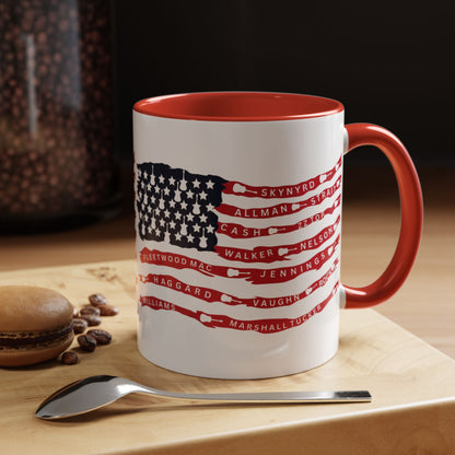 OG Southern Rock Bands & Country Greats USA Flag  Mug  11 or 15oz Coffee Cup
