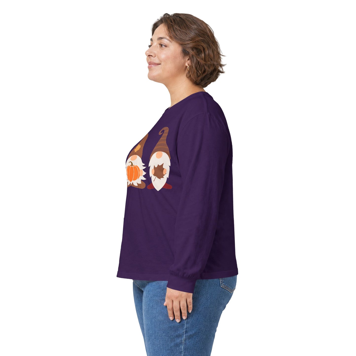 Fall Gnomes Trio Long Sleeve T-Shirt — Fall Pumpkin Gnomes Shirt