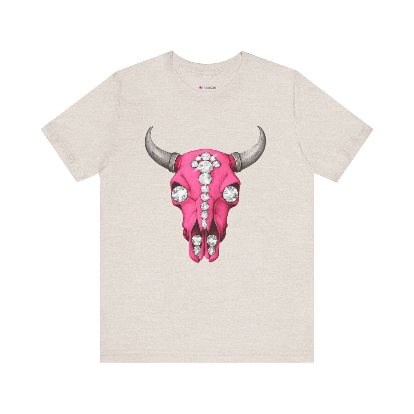 Cow Skull Tee — Pink Jeweled Bull Skull Graphic T-Shirt