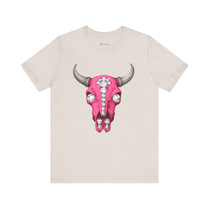 Cow Skull Tee — Pink Jeweled Bull Skull Graphic T-Shirt